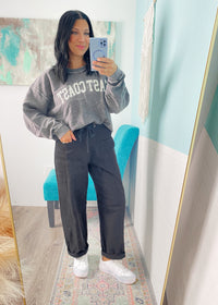 'Mina' Risen Black Slouchy Oversized Tapered Jeans