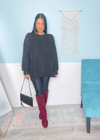 *DOORBUSTER* 'Teagan' Black Textured Oversized Sweater