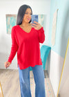 *DOORBUSTER* 'Isla' Ruby Red Slouchy Soft Sweater