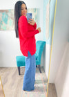 *DOORBUSTER* 'Isla' Ruby Red Slouchy Soft Sweater