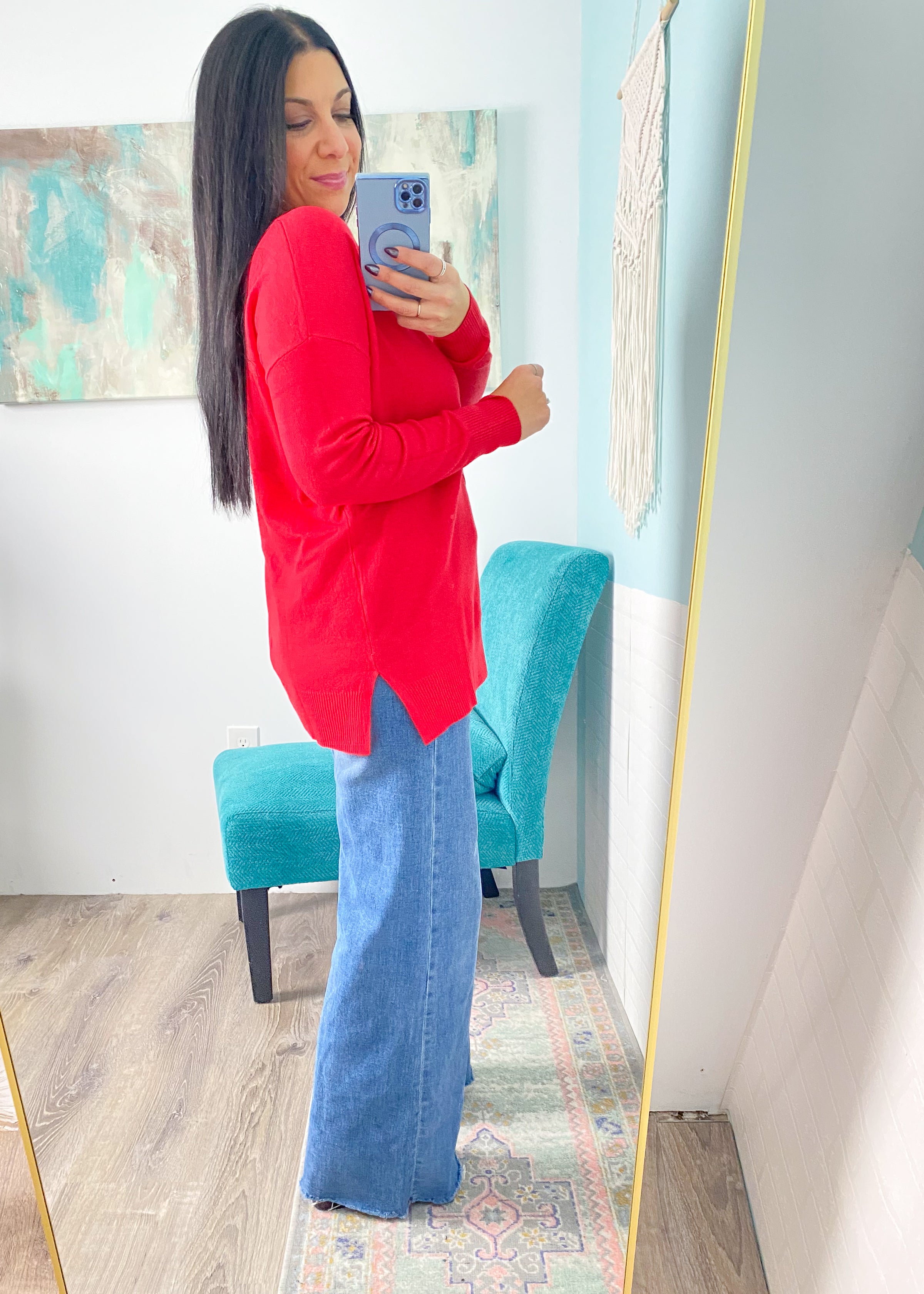 *DOORBUSTER* 'Isla' Ruby Red Slouchy Soft Sweater