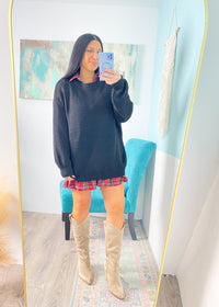 *DOORBUSTER* 'Teagan' Black Textured Oversized Sweater