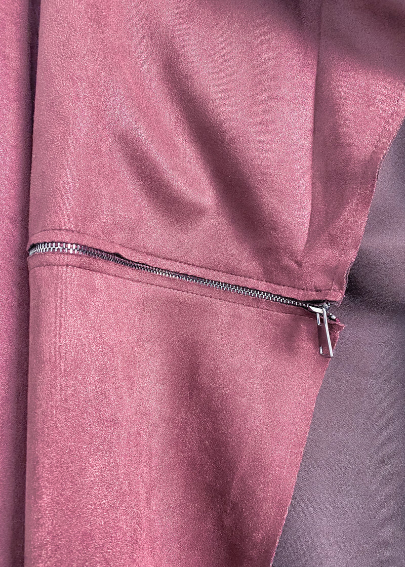 *DOORBUSTER* 'The Envy' Cherry Cola Faux Suede Longline Jacket