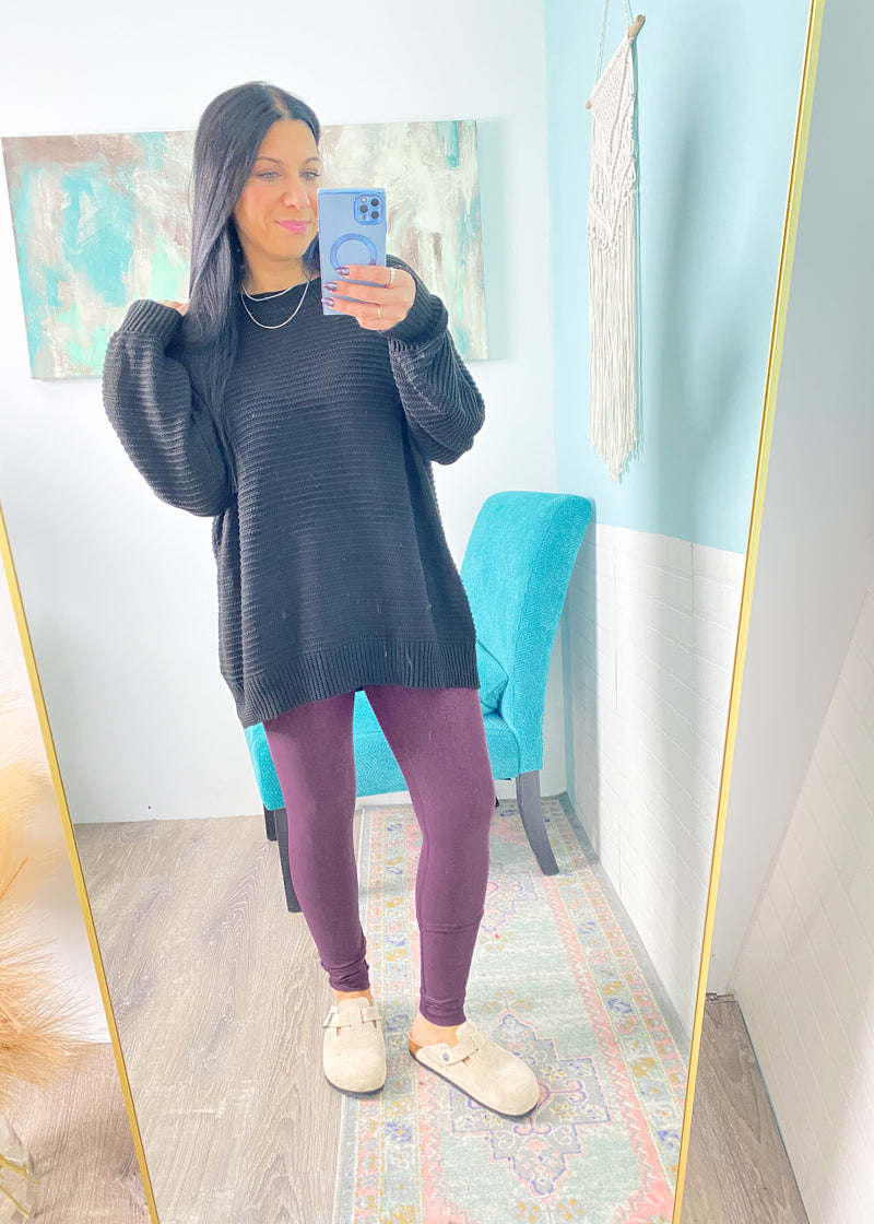 *DOORBUSTER* 'Teagan' Black Textured Oversized Sweater