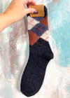 Argyle Wool Blend Crew Socks - Multiple Colors