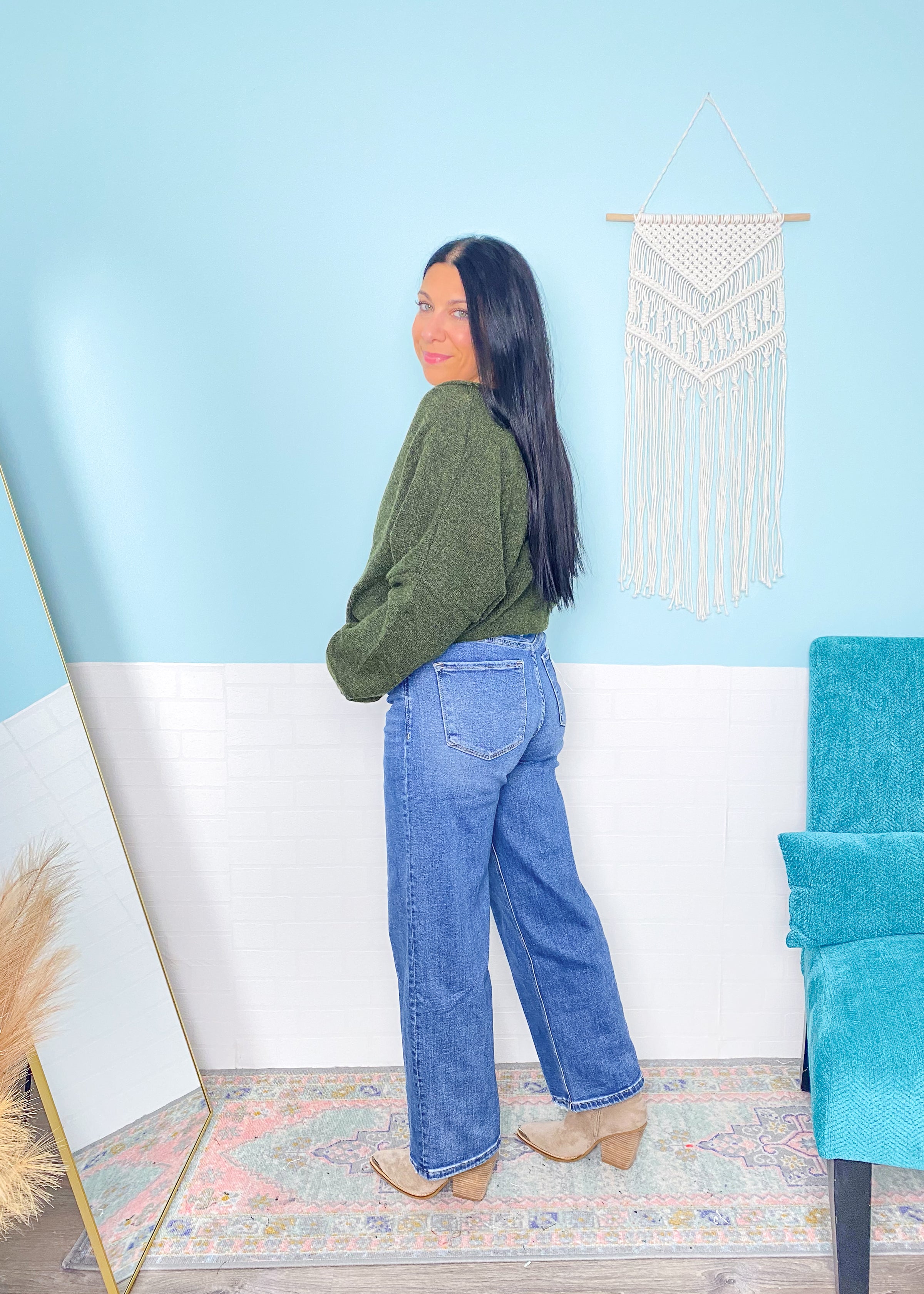 'Amanda' Lovervet Ankle Length Wide Leg Jeans