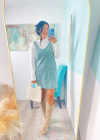 'Coast to Coast' Ash Blue Overall Knit Dress