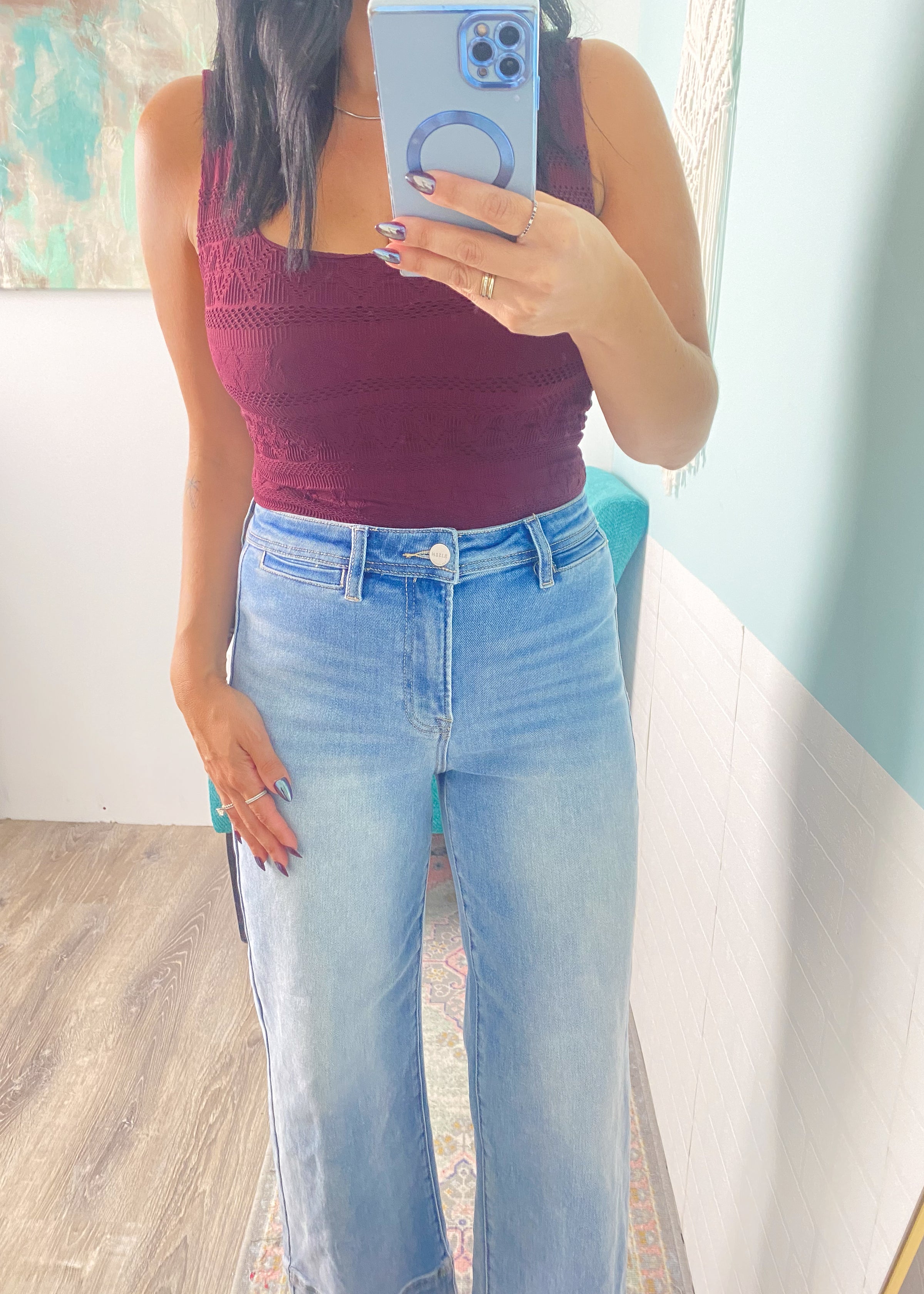 'Caitlin' Risen High Rise Cropped Wide Leg Jeans