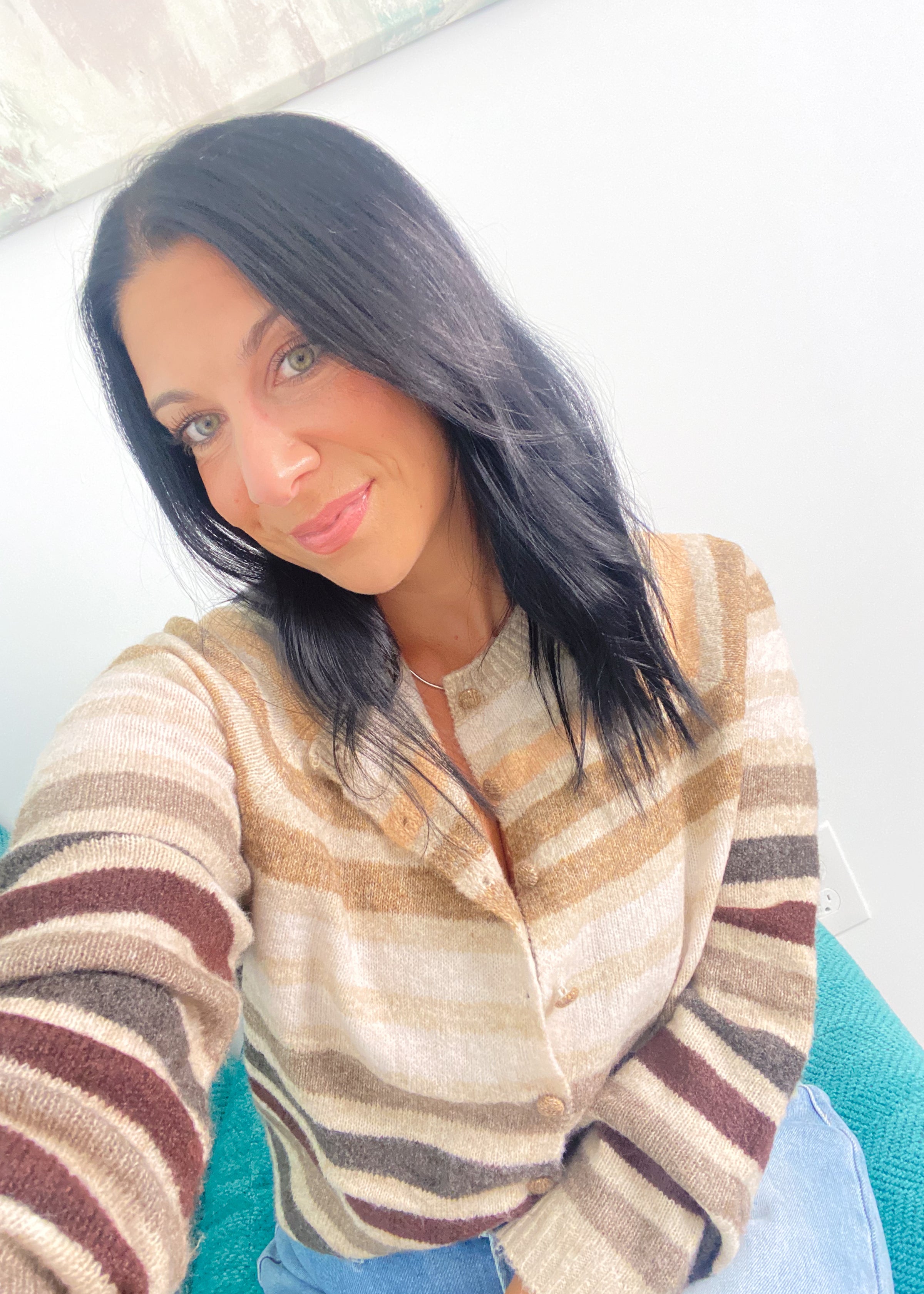 'Leaf Peep' Striped Sweater Cardigan