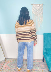 'Leaf Peep' Striped Sweater Cardigan