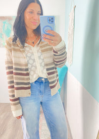 'Leaf Peep' Striped Sweater Cardigan