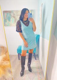 'Coast to Coast' Ash Blue Overall Knit Dress