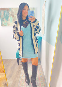 'The Wild Child' Leopard with Varsity Stripe Sweater Cardigan