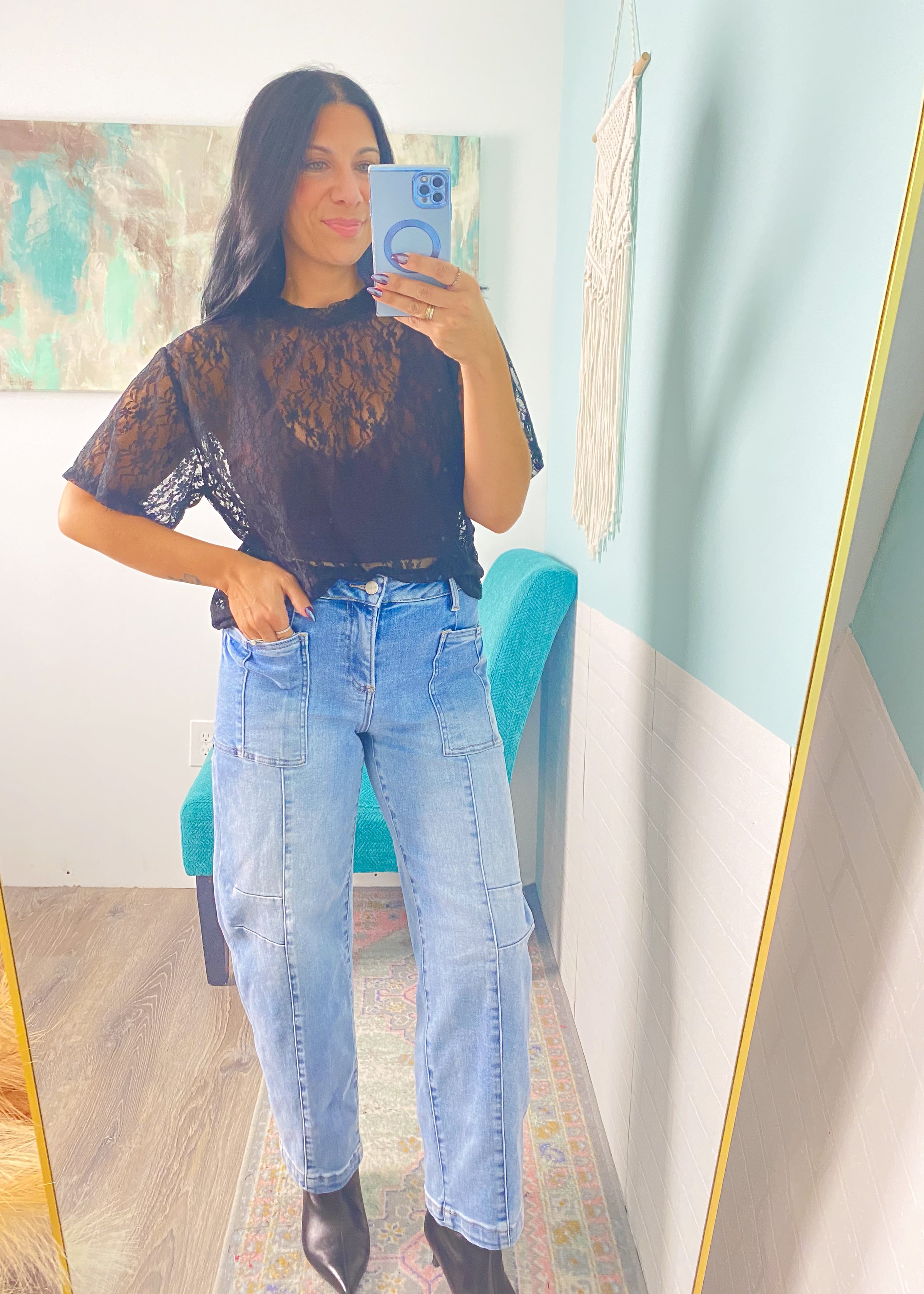 'Hey Buttercup' Lace Black Lace T-Shirt