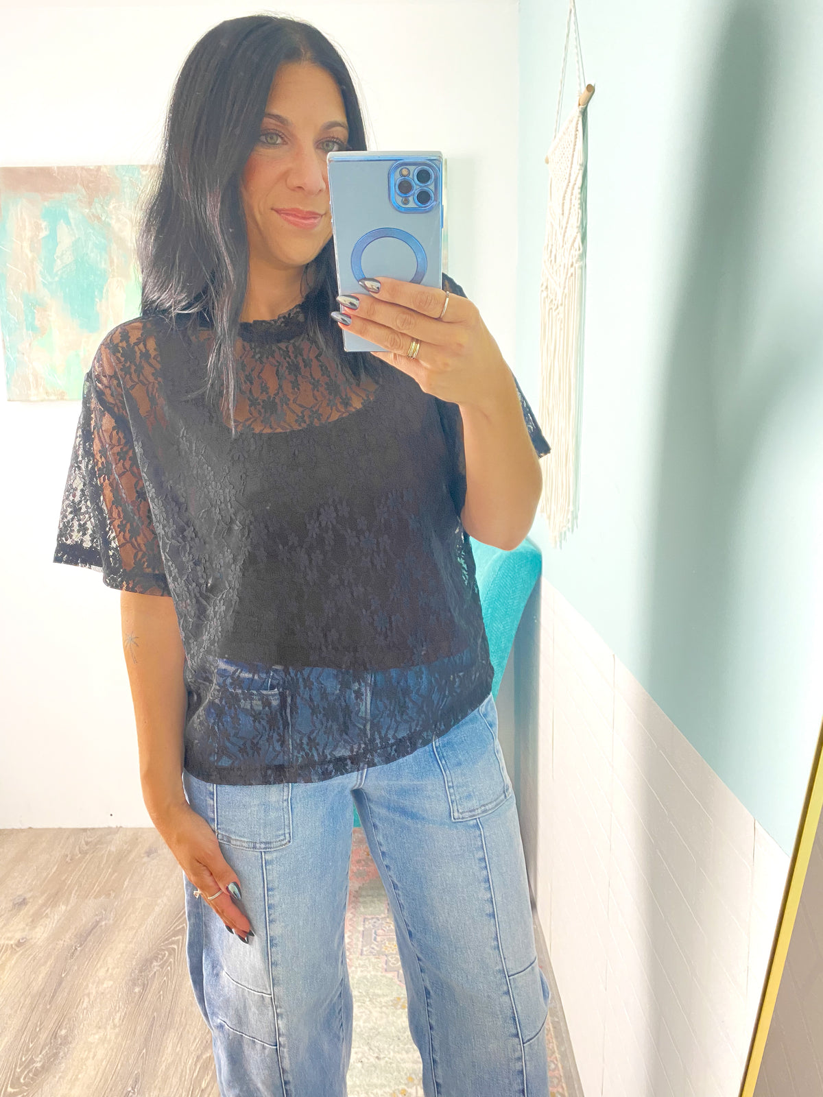 'Hey Buttercup' Lace Black Lace T-Shirt