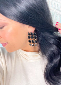Black Crystal Cascade Earrings