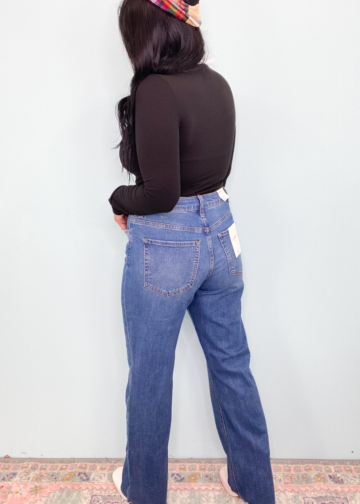 'James' Vervet Medium Wash Straight Jeans-These loose and relaxed jeans are giving us 90's feels but with the most comfortable stretchy fabric you will never feel like you're wearing jeans! Pair with sneakers, boots and booties. The medium washed denim matches with pretty much every color. Dress them up or keep them super casual.-Cali Moon Boutique, Plainville Connecticut