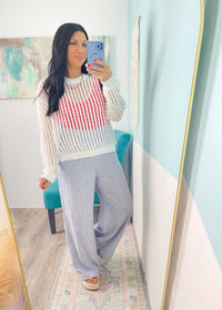 'Clear Skies' Ivory Open Knit Crochet Crew Neck Top-This ivory crochet open knit top is the Spring + Summer top you won't want to go without! Chic, slouchy fit with so many ways to layer or wear as a bathing suit coverup!-Cali Moon Boutique, Plainville Connecticut