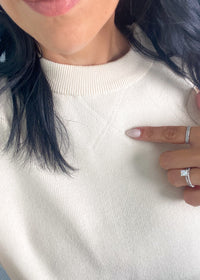 'Valley High' Vanilla Boyfriend Fit Ribbed Sweater