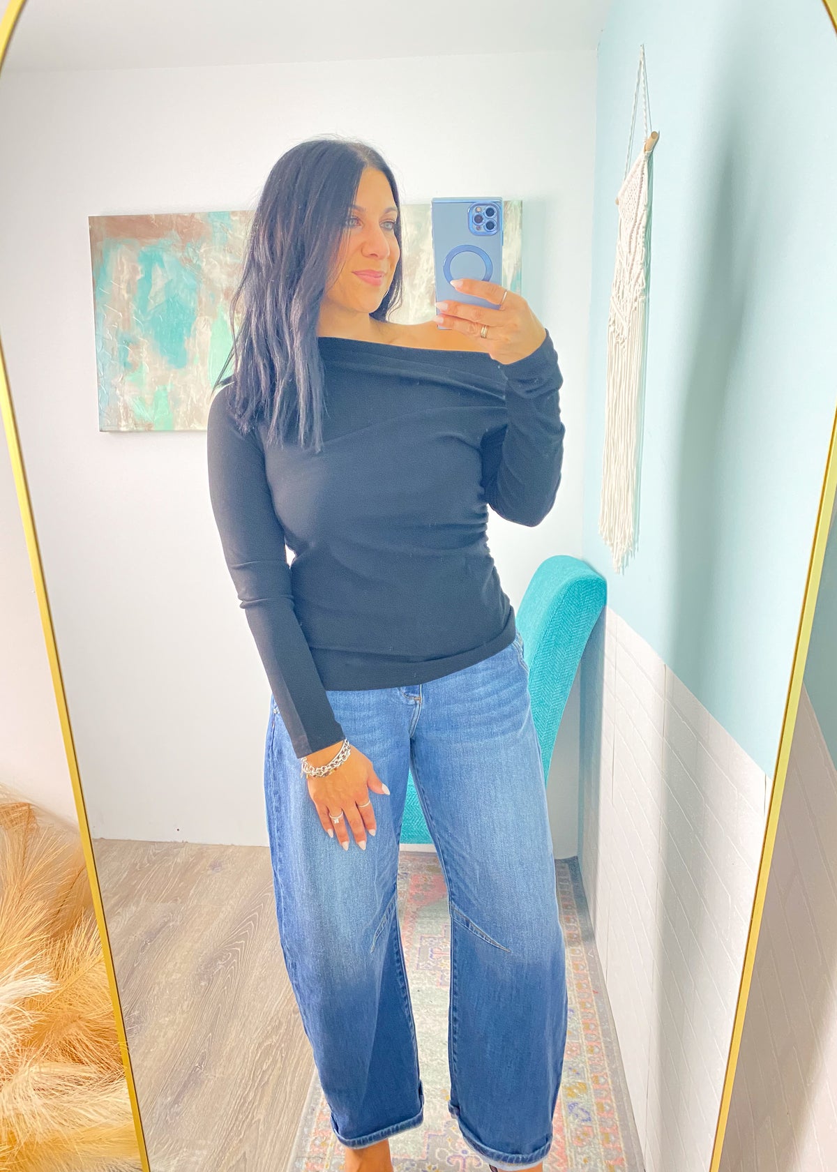 'Off the Record' Black Knit One Shoulder Top