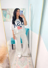 'The Drift' White Wide Leg High Waist Stretch Pants-These white wide leg stretch pants are everyday chic. The super flattering wide waistband is ultra comfortable and non restricting paired with a smooth and soft nylon fabric.-Cali Moon Boutique, Plainville Connecticut