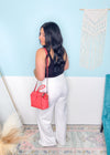 'The Drift' White Wide Leg High Waist Stretch Pants-These white wide leg stretch pants are everyday chic. The super flattering wide waistband is ultra comfortable and non restricting paired with a smooth and soft nylon fabric.-Cali Moon Boutique, Plainville Connecticut