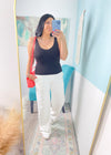 'Victory' Black Double Layered V-Neck Fitted Tank-A little bit of sexy with a lot of everyday function! Designed with a second-skin fit, the double-layered fabric of this tank offers a smooth, flattering and comfortable fit that you can wear alone or layered.-Cali Moon Boutique, Plainville Connecticut
