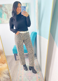 'Lynx' Vervet Leopard Print Slim Barrel Jeans