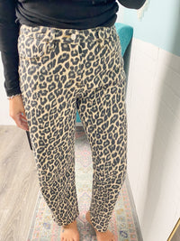 'Lynx' Vervet Leopard Print Slim Barrel Jeans