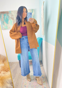 'Cold Brew' Caramel Toffee Oversized Denim Jacket