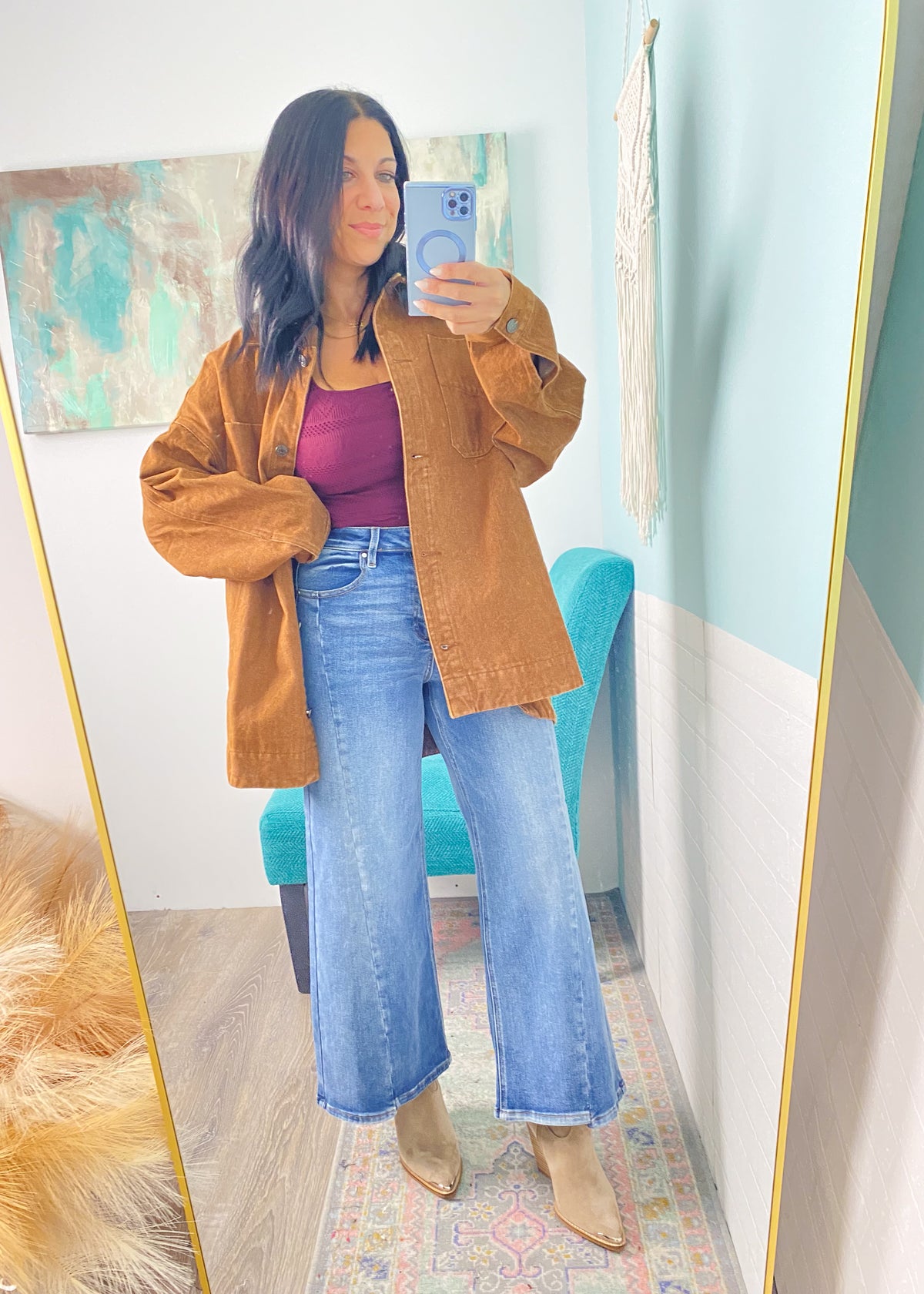 'Sadie' Risen Wide Leg Cropped Step Cut Hem Jeans