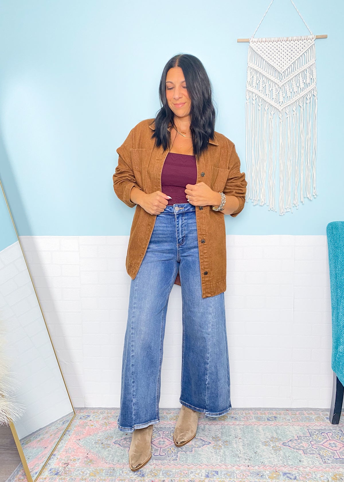 'Cold Brew' Caramel Toffee Oversized Denim Jacket