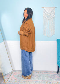 'Cold Brew' Caramel Toffee Oversized Denim Jacket