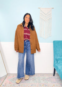 'Cold Brew' Caramel Toffee Oversized Denim Jacket