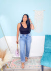 'Tess' Risen Light Wash High Waist Comfort Stretch Tapered Jeans-The stretch in these slouchy cool girl fit jeans are next level! A loose fit design with a tapered leg giving effortless city vibes every time you put them on!-Cali Moon Boutique, Plainville Connecticut