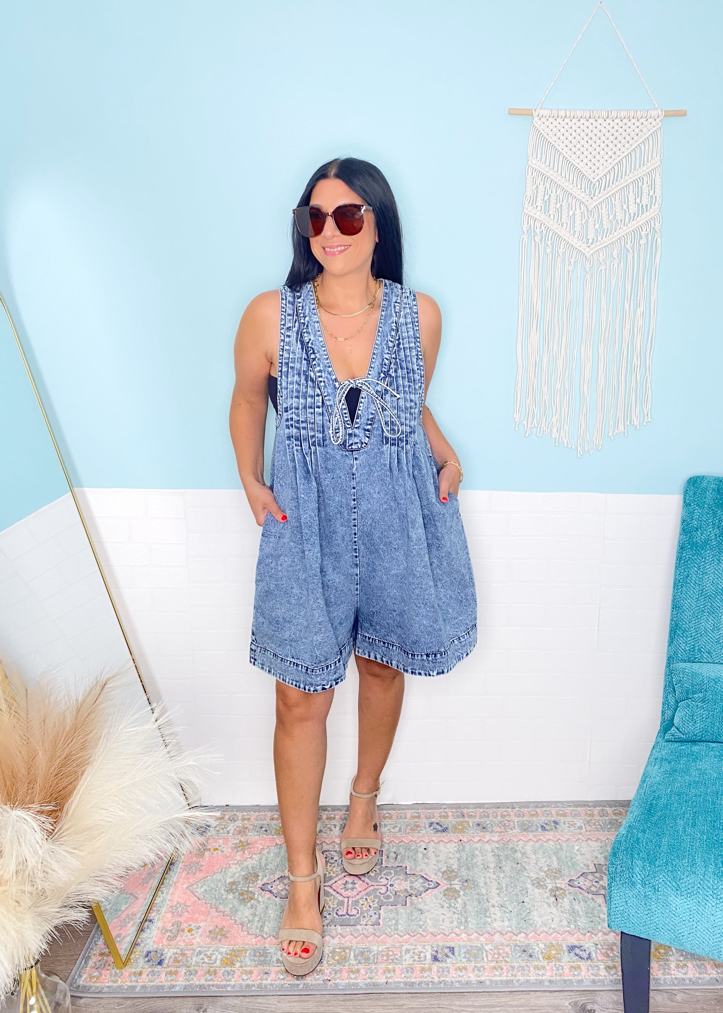 'The Crown' Oversized Denim Romper
