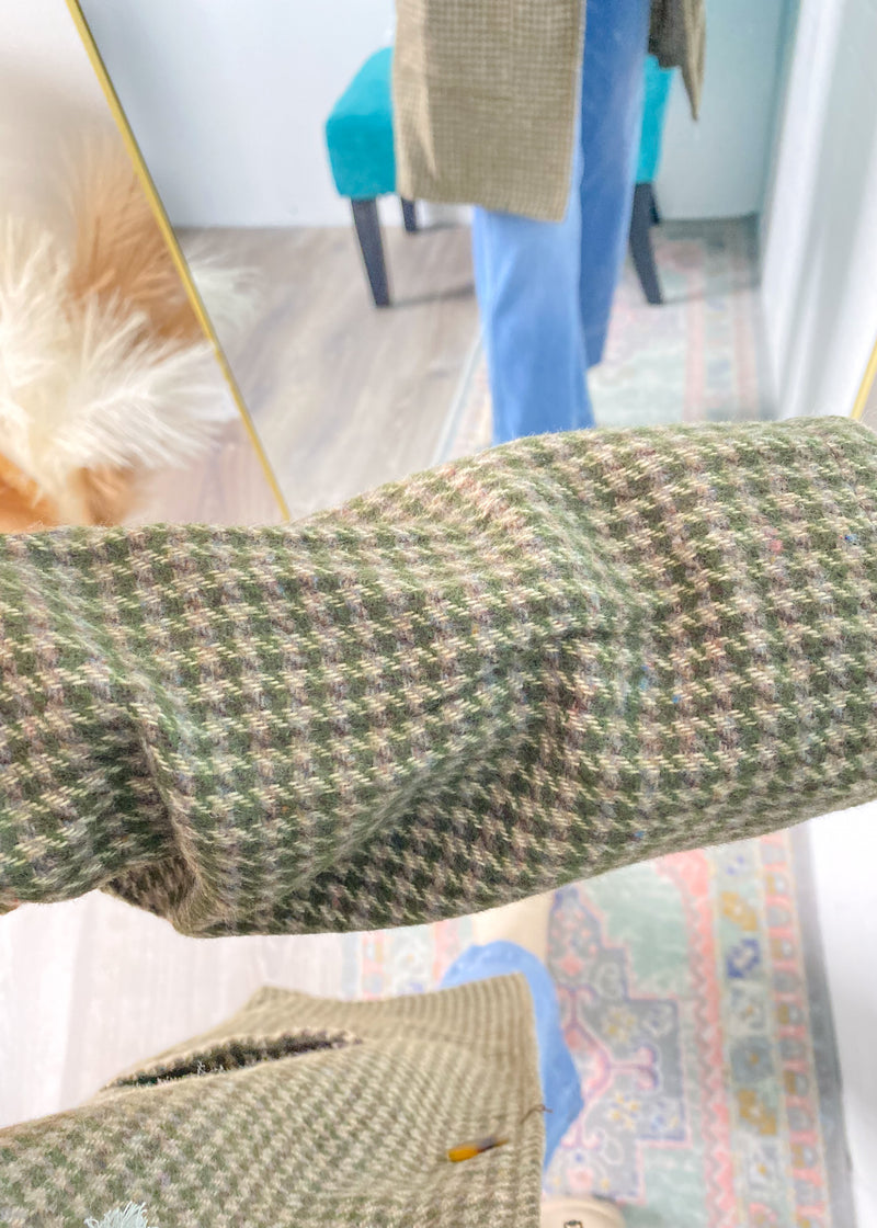 Olive Houndstooth Two-Fer Coat