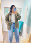 Olive Twill Barn Jacket with Corduroy Collar
