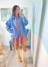 Oversized Denim Jacket with Utility Pockets
