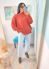 Rust Oversized Ribbed Sweater