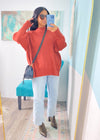 Rust Oversized Ribbed Sweater