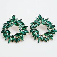 Green Crystal Burst Statement Earrings