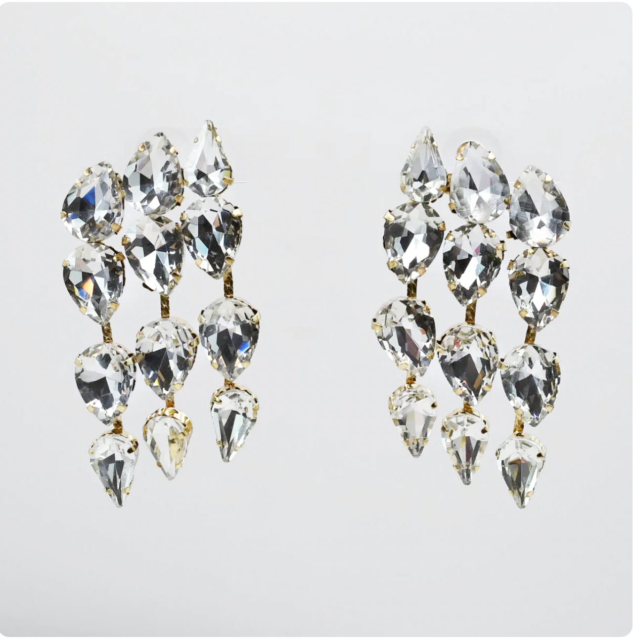 Silver Crystal Cascade Earrings