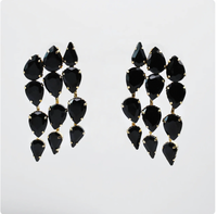 Black Crystal Cascade Earrings
