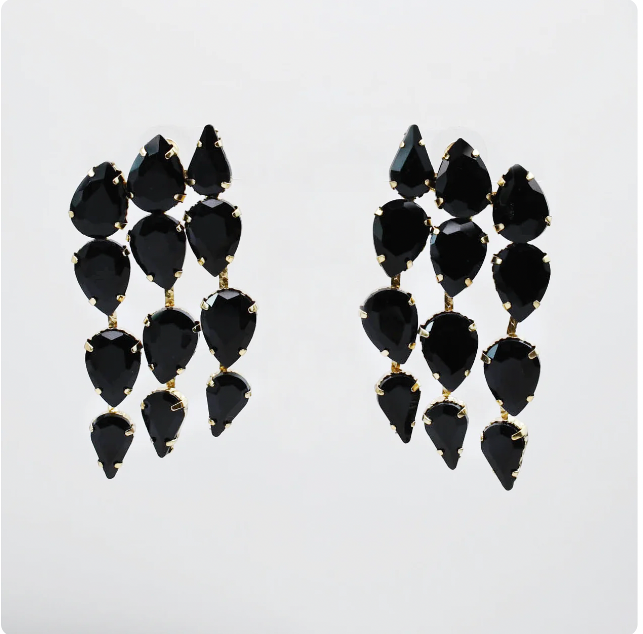 Black Crystal Cascade Earrings