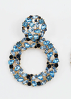 Blue + Black Gemstone Circle Drop Earrings