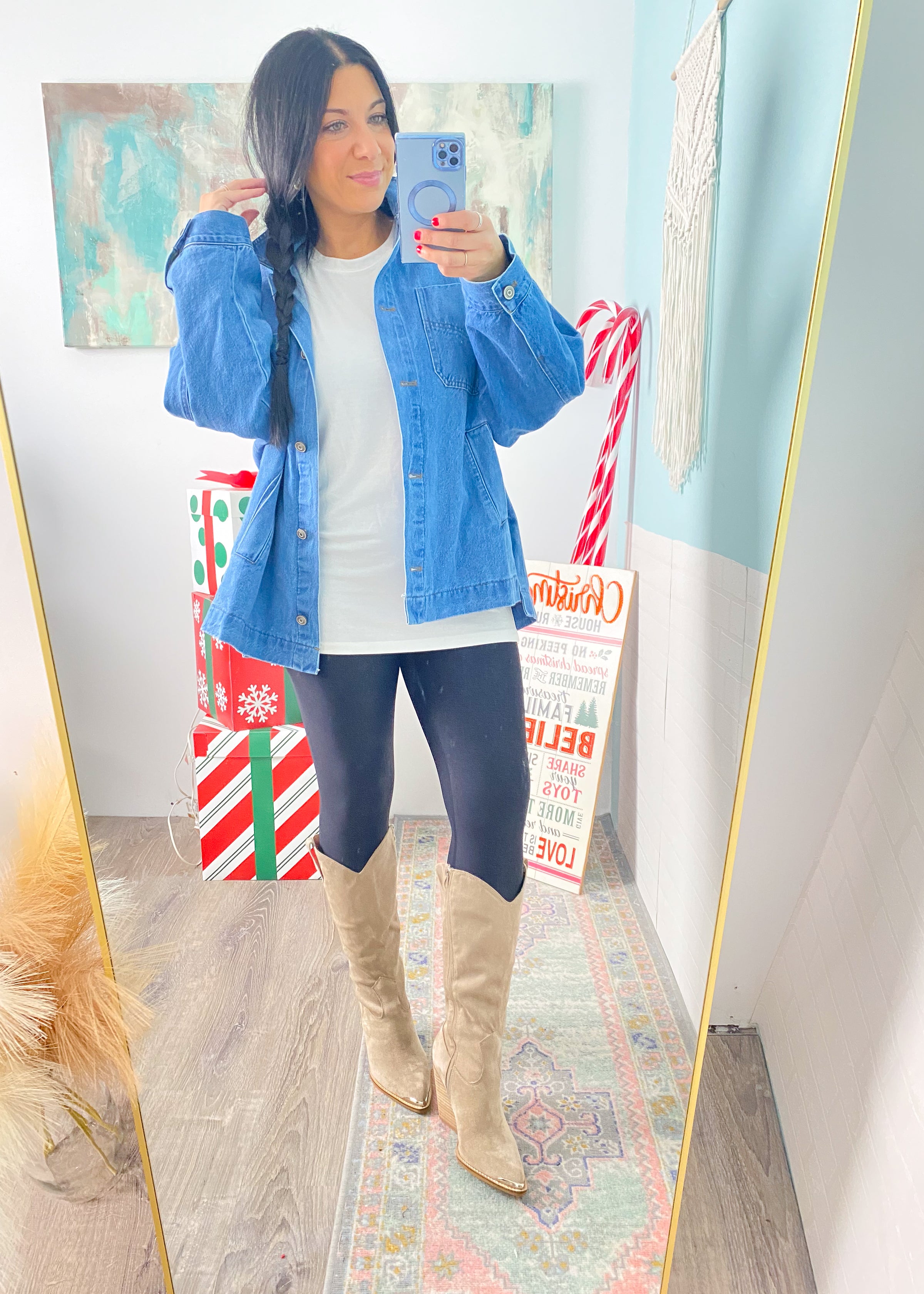 Taupe Gray Metallic Tip Faux Suede Boots