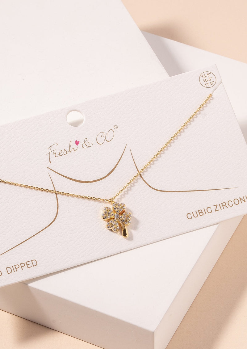 Gold CZ Filled 4 Leaf Clover-Cali Moon Boutique, Plainville Connecticut