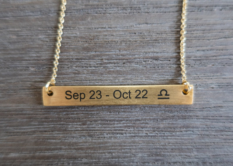Zodiac Gold Bar Necklace-Necklace layering, Zodiac sign necklace, zodiac necklace, zodiac bar necklace, Capricorn necklace, Aquarius necklace, Pisces necklace, Aries necklace, Gemini necklace, Cancer Necklace, Leo necklace, Virgo necklace, Libra necklace, Scorpio necklace, Sagittarius Necklace, Taurus necklace, zodiac sign jewelry-Cali Moon Boutique, Plainville Connecticut