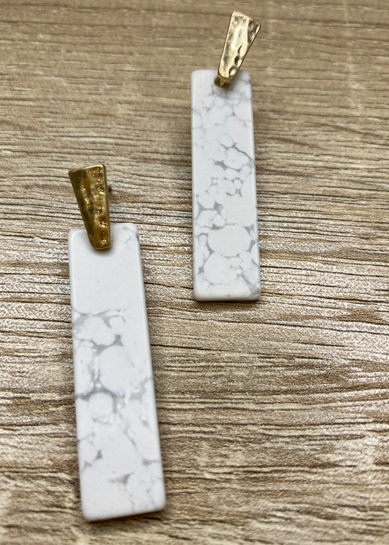White Marble Drop Earrings-Cali Moon Boutique, Plainville Connecticut